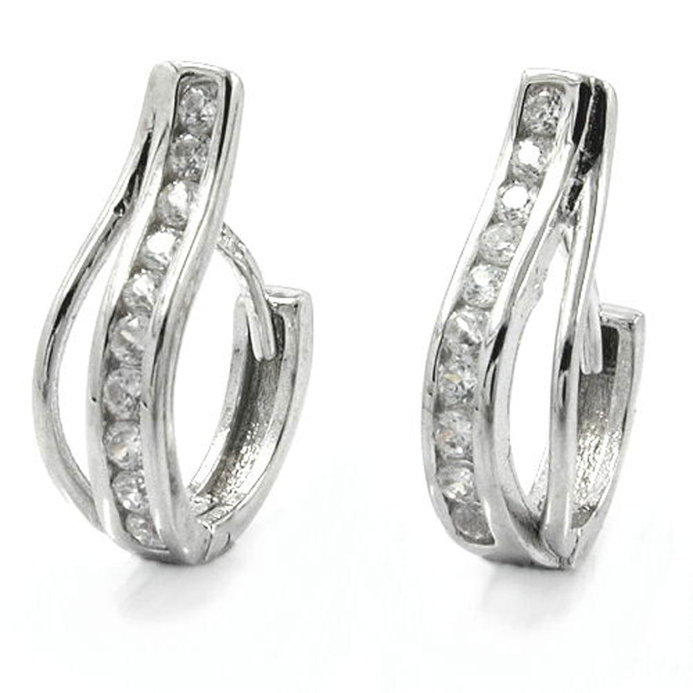 earrings hoop zirconia 9k white gold