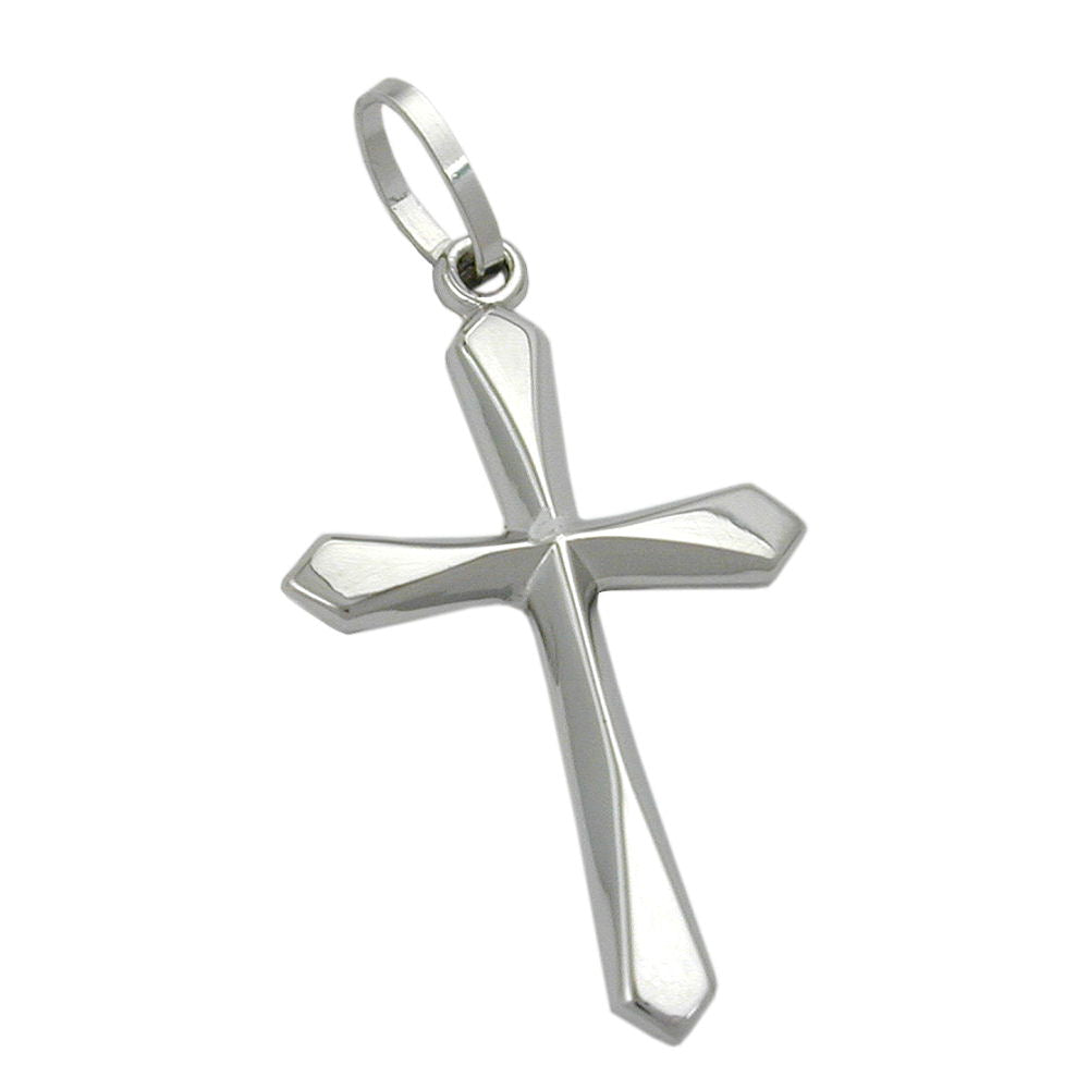 pendant 23x14mm cross shiny 9k white gold