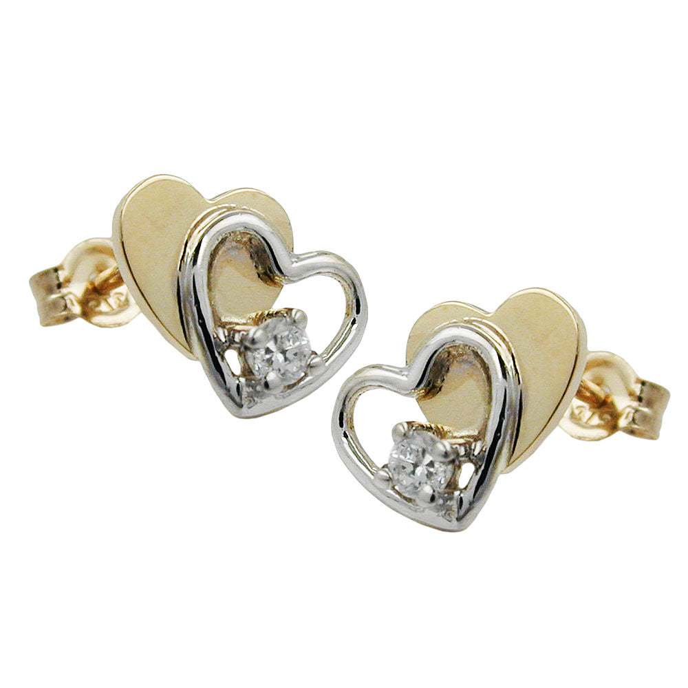 earrings studs hearts 9k gold