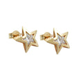 stud earrings 8mm star with white zirconia 9k gold