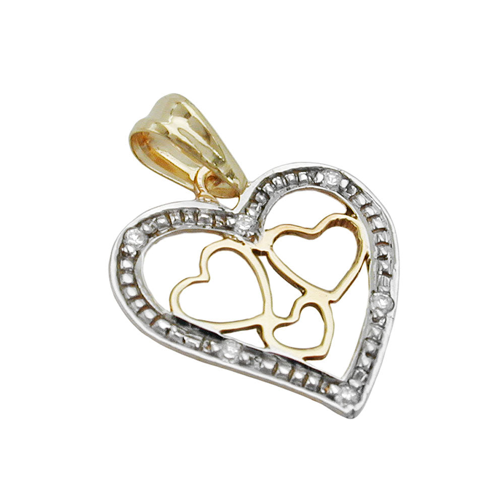 pendant heart bicoloured 9k gold