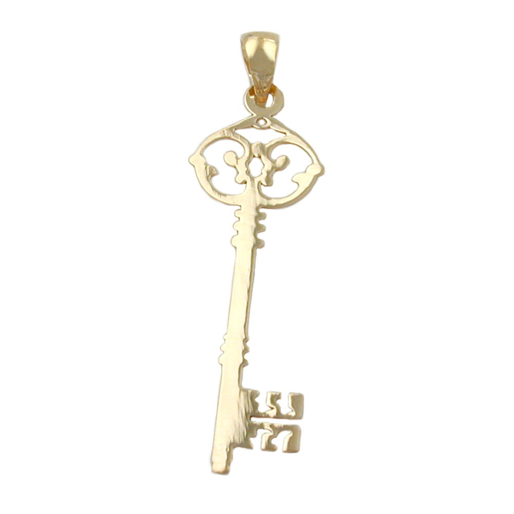pendant 33x11mm key filigree 9k gold
