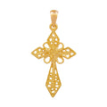 pendant cross filigree 9k gold