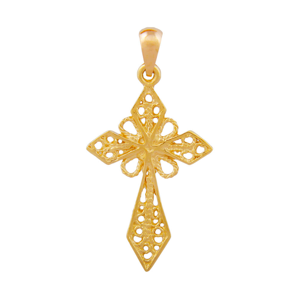 pendant cross filigree 9k gold