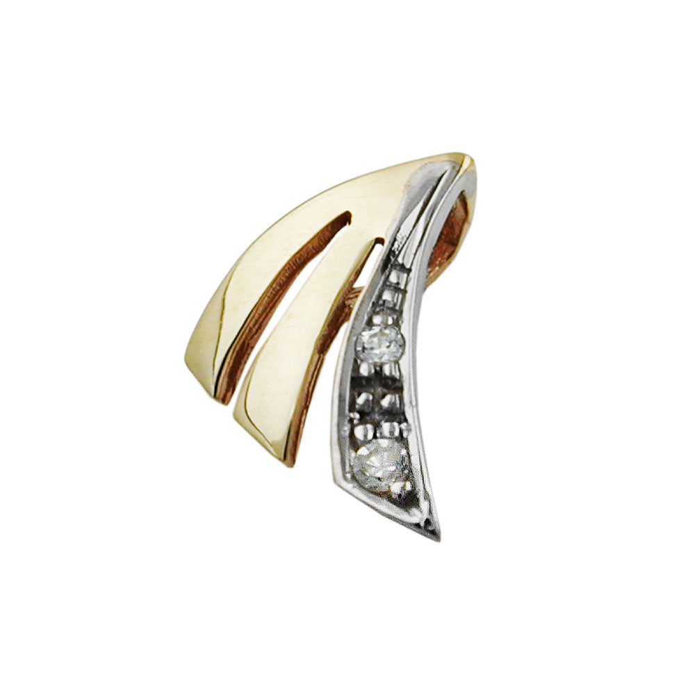 pendant bicolour zirconias 9k gold