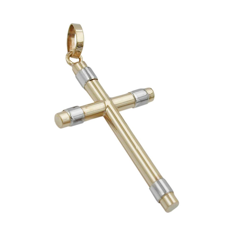 pendant cross bicolored 9k gold