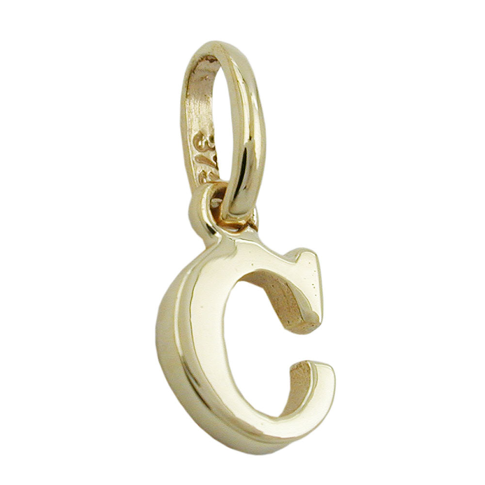 pendant 8x5mm initiale c shiny 9k gold