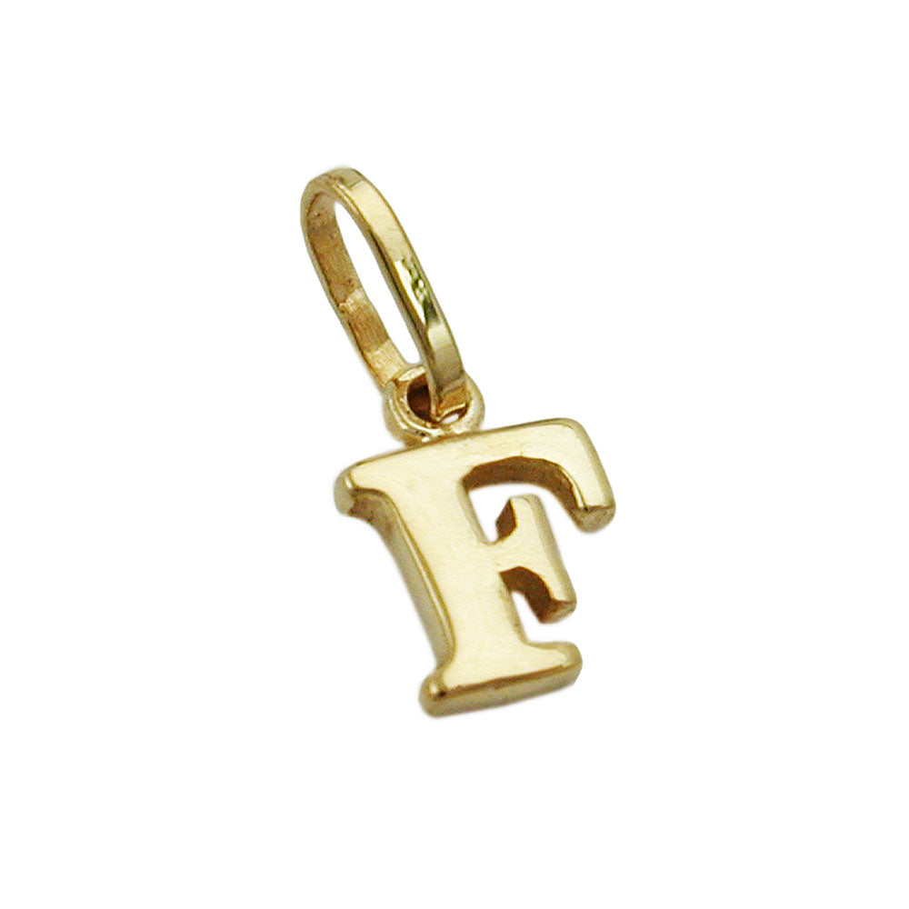 pendant 8x5,5mm initiale f shiny 9k gold