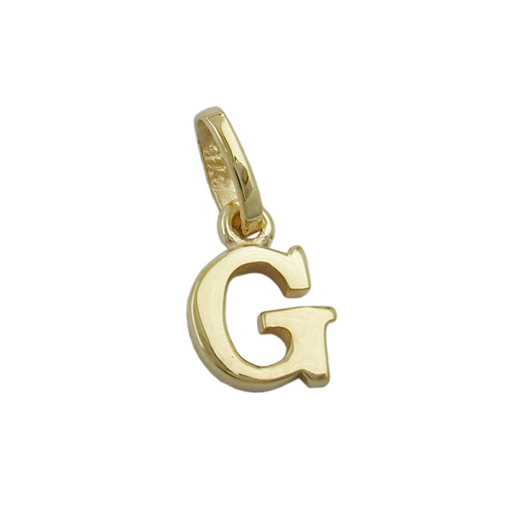 pendant 8x6mm initiale g shiny 9k gold