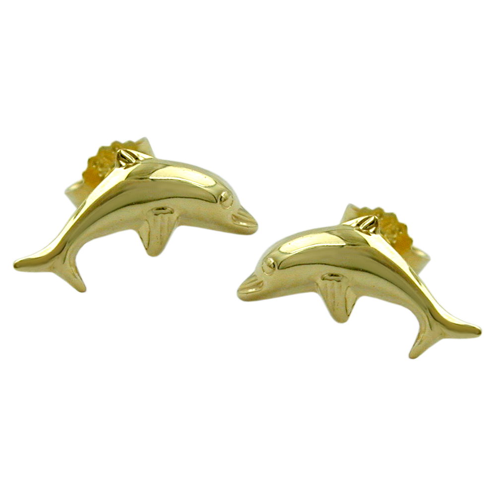 stud earrings dolphins 9k gold
