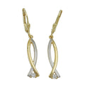 earrings leverback cubic zirconia 9k gold
