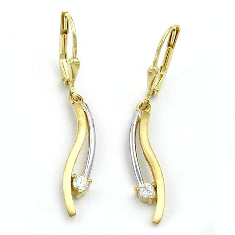 earrings leverback zirconia 9k gold