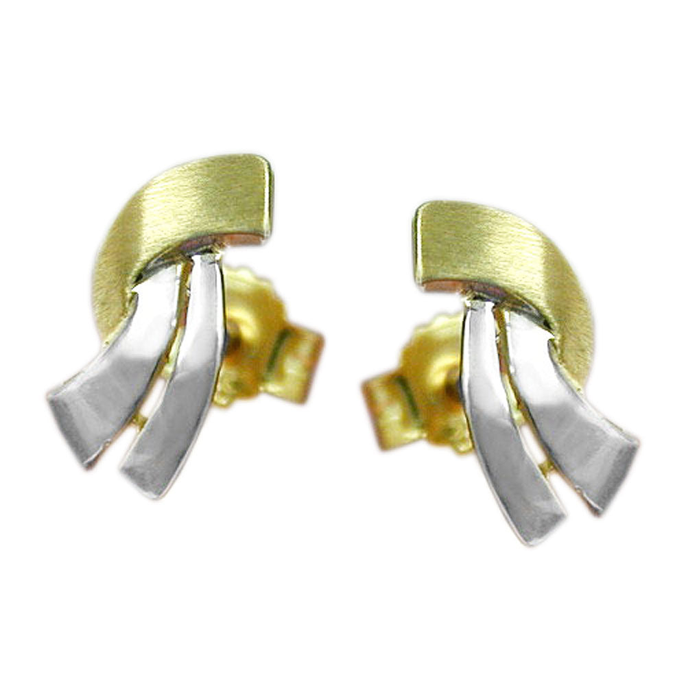earrings two tone 9k gold
