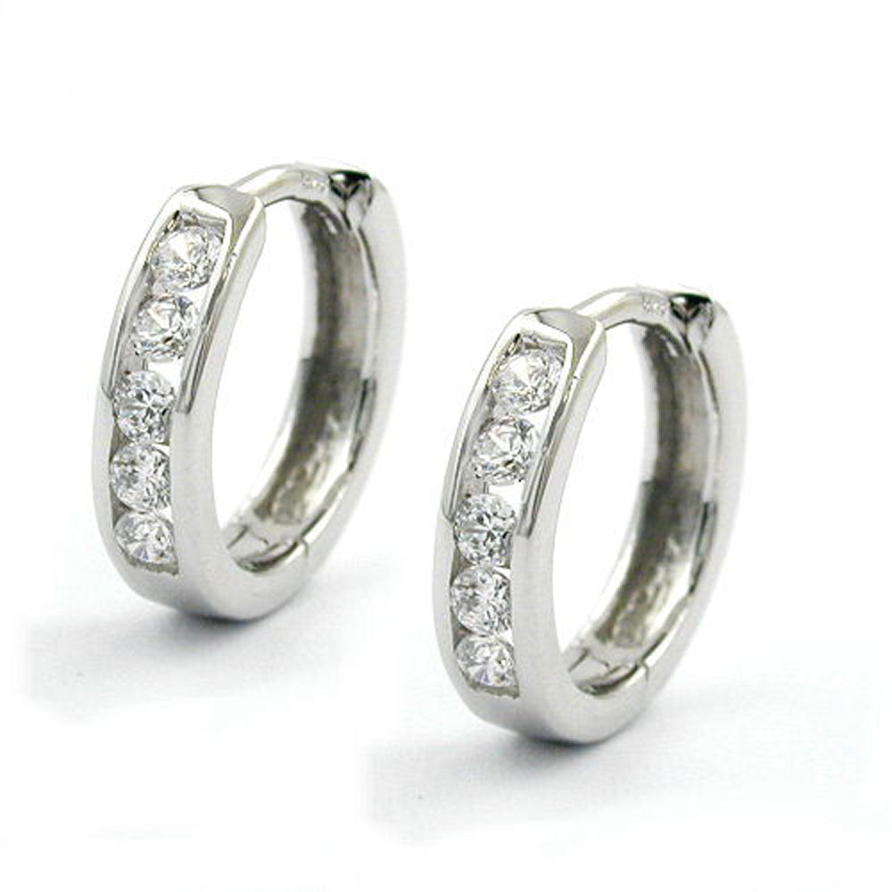 earrings hoop zirconias 9 kt withe gold