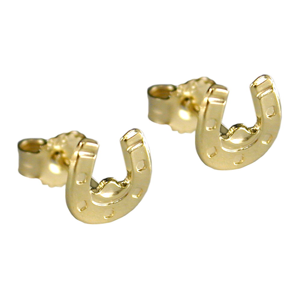 stud earring 6x6.5mm horseshoe shiny 9k gold