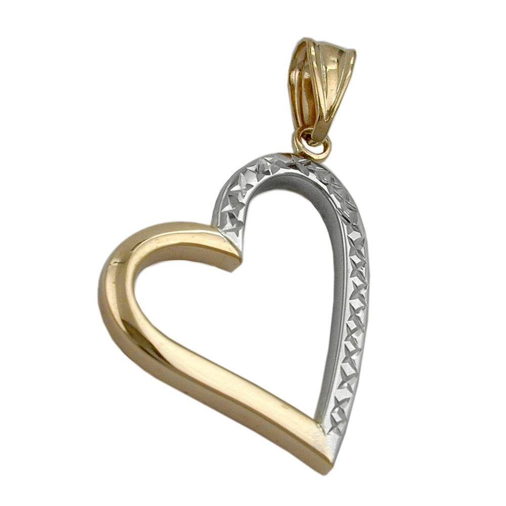 pendant heart bicolor gold 9k