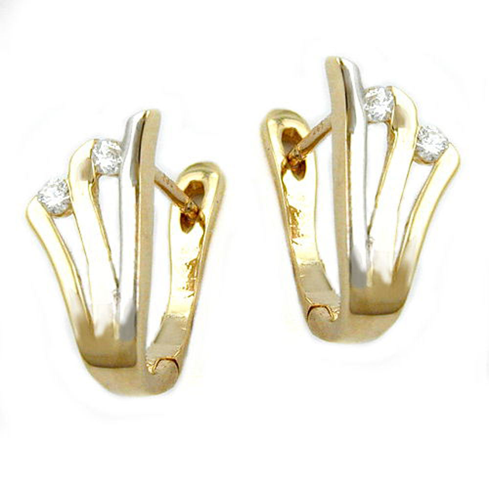 hoop earrings 14mm two tone 9k gold