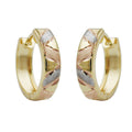 hoop earrings 11,5x3mm hinged tricolor diamond cut 9k gold