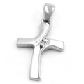 pendant 19x12mm cross shiny with 2 zirconias 9k white gold