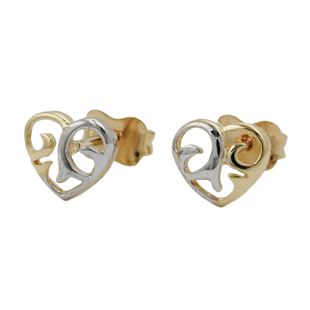 earstuds heart two tone 9k gold
