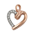 pendant 13mm heart with zirconias bicolor 9k rose gold