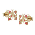 stud earrings 7x8mm butterfly orange 9k gold