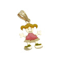 pendant 14x10mm little girl multicolored enameled 9k gold
