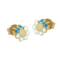 earring stud flower multicolored 9k gold