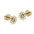 stud earrings flower with zirconia 9k gold