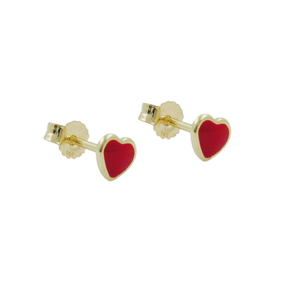 stud earrings hearts 9k gold