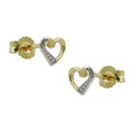 heart ear studs bi-colour 9k gold