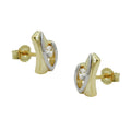 stud earrings bi-coloured zirconia 9k gold
