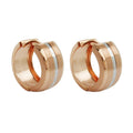 hoop earrings 16x8mm hinged bicolor rhodium plated satin 9k rose gold