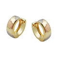hoop earrings 12x5mm hinged tricolor diamond cut 9k gold