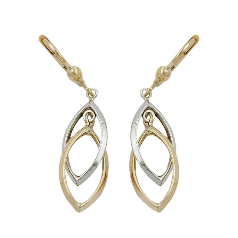 leverback earrings bi-coloured 9k gold