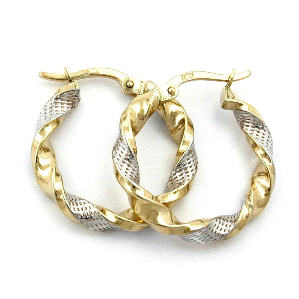 earring hoop twisted 9k gold