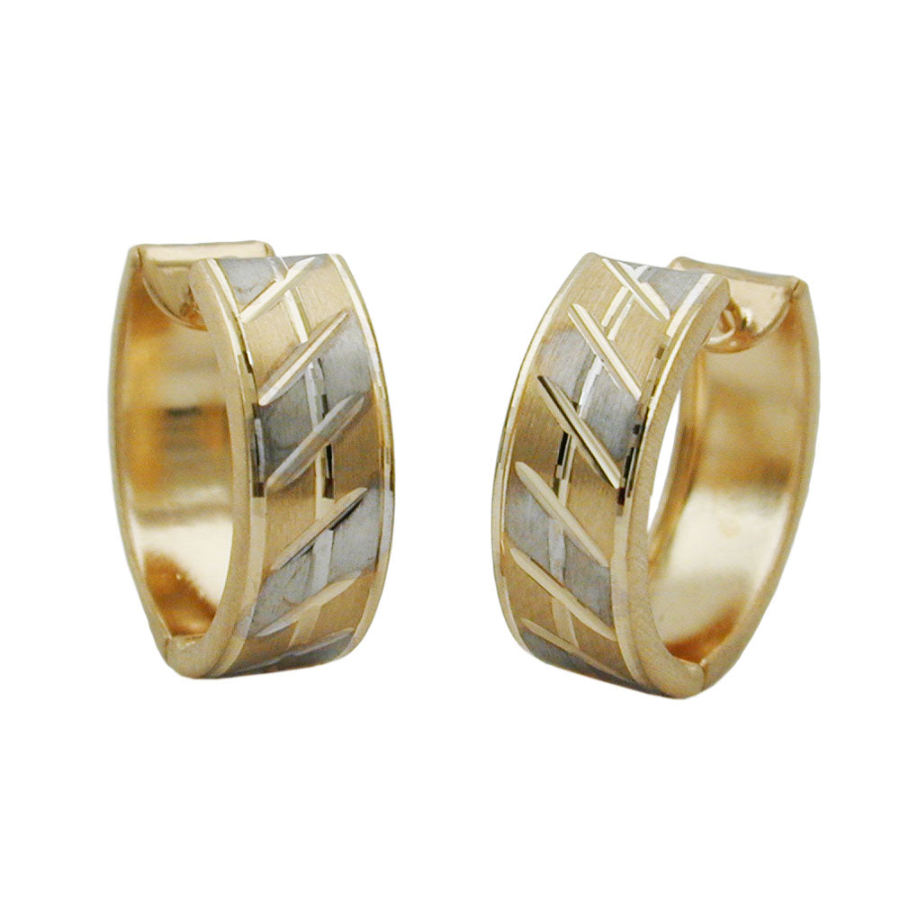 hoop earrings 14 mm bi-coloured 9k gold