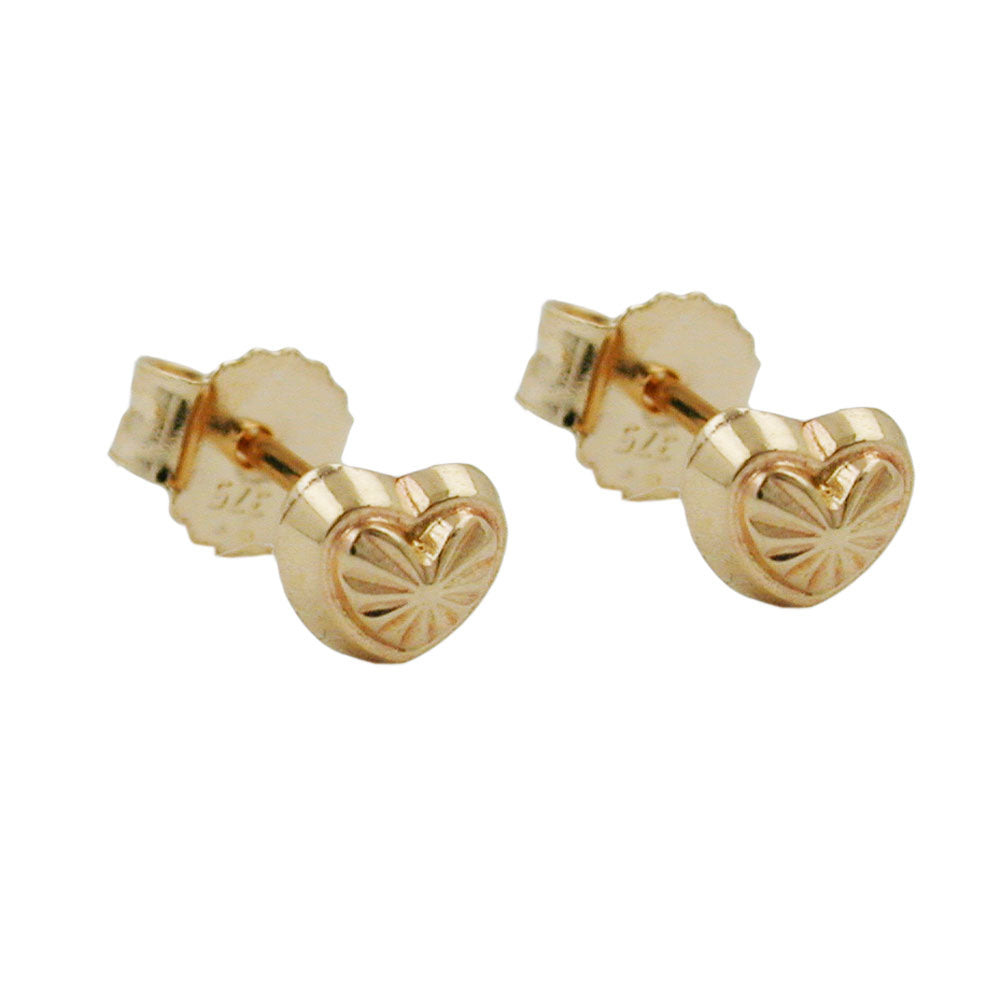 stud earrings hearts 4mm 9k gold