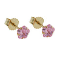stud earrings pink zirconia 4mm 9k gold