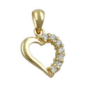 pendant 14mm heart with zirconia 9k gold