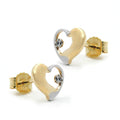 stud earrings hearts bi-coloured 9k gold