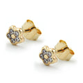 stud earrings flower 4mm zirconia 9k gold
