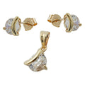 set ear studs/ pendant zirconia 9k gold