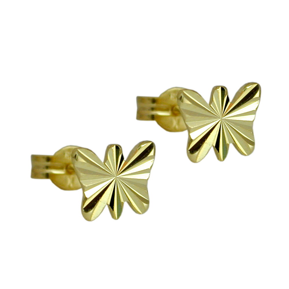 earrings butterfly diamond cut 8k gold