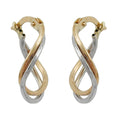 hoop earrings twisted design two tone 9k gold