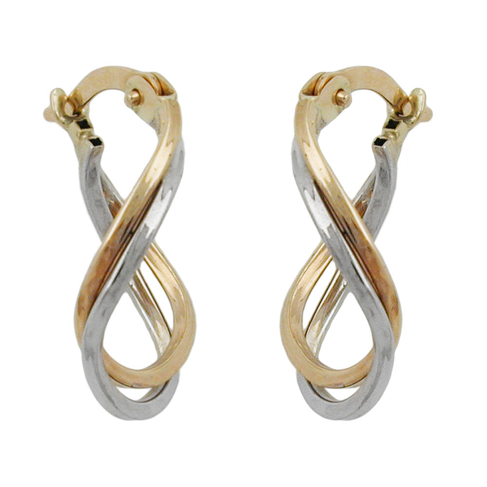 hoop earrings twisted design two tone 9k gold