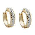 hoop earrings 11x3mm hinged bicolor rhodium plated diamond 9k gold