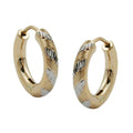 hoop earrings bicolour diamond cut 9k gold