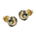 stud earrings black glass moon 14k gold