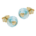 stud earrings crystal aqua heart 14k gold